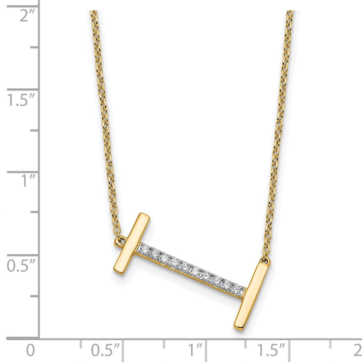 14K Sideways Diamond Initial I Necklace-PM9844I-012-YA