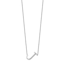 14K White Gold Sideways Diamond Initial J Necklace-PM9844J-013-WA