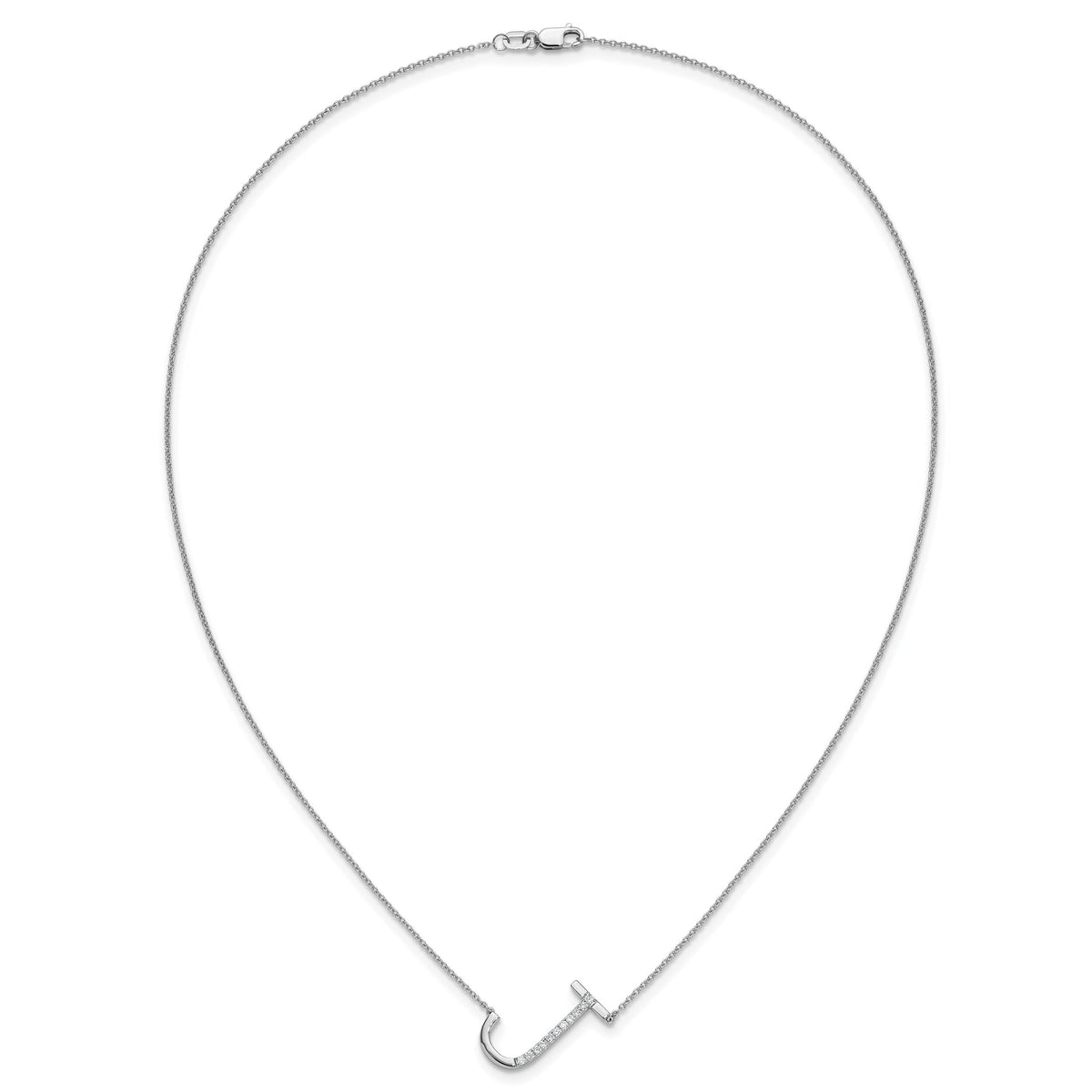 14K White Gold Sideways Diamond Initial J Necklace-PM9844J-013-WA