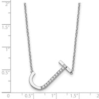 14K White Gold Sideways Diamond Initial J Necklace-PM9844J-013-WA