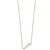 14K Sideways Diamond Initial J Necklace-PM9844J-013-YA