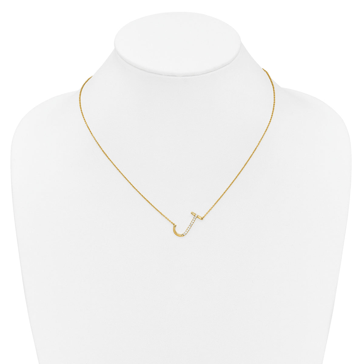 14K Sideways Diamond Initial J Necklace-PM9844J-013-YA