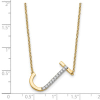 14K Sideways Diamond Initial J Necklace-PM9844J-013-YA