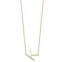 14K Sideways Diamond Initial K Necklace-PM9844K-014-YA