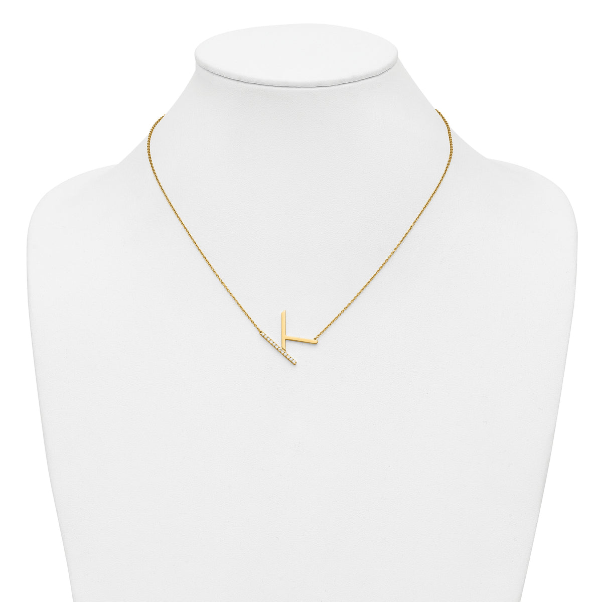 14K Sideways Diamond Initial K Necklace-PM9844K-014-YA