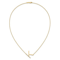 14K Sideways Diamond Initial K Necklace-PM9844K-014-YA