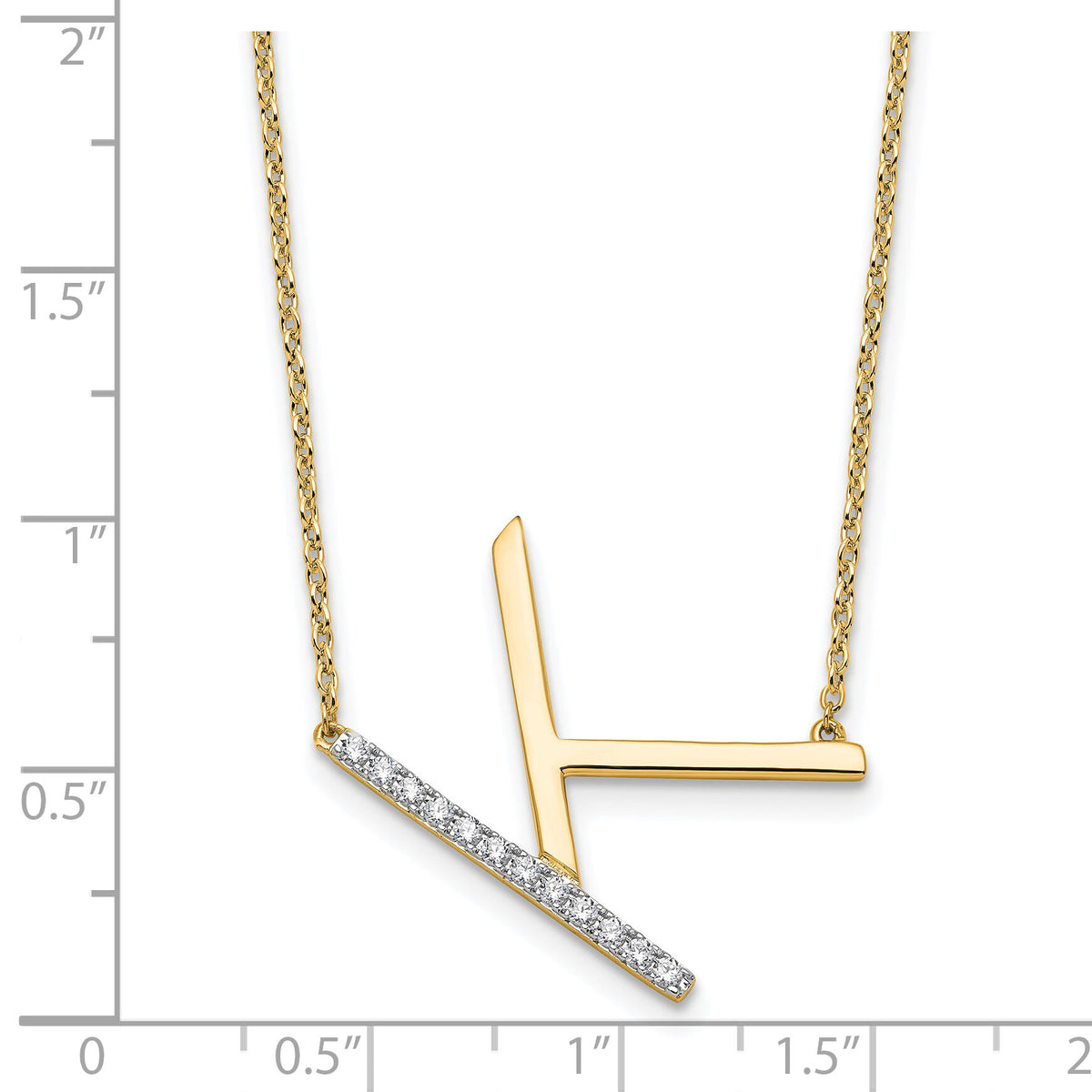 14K Sideways Diamond Initial K Necklace-PM9844K-014-YA