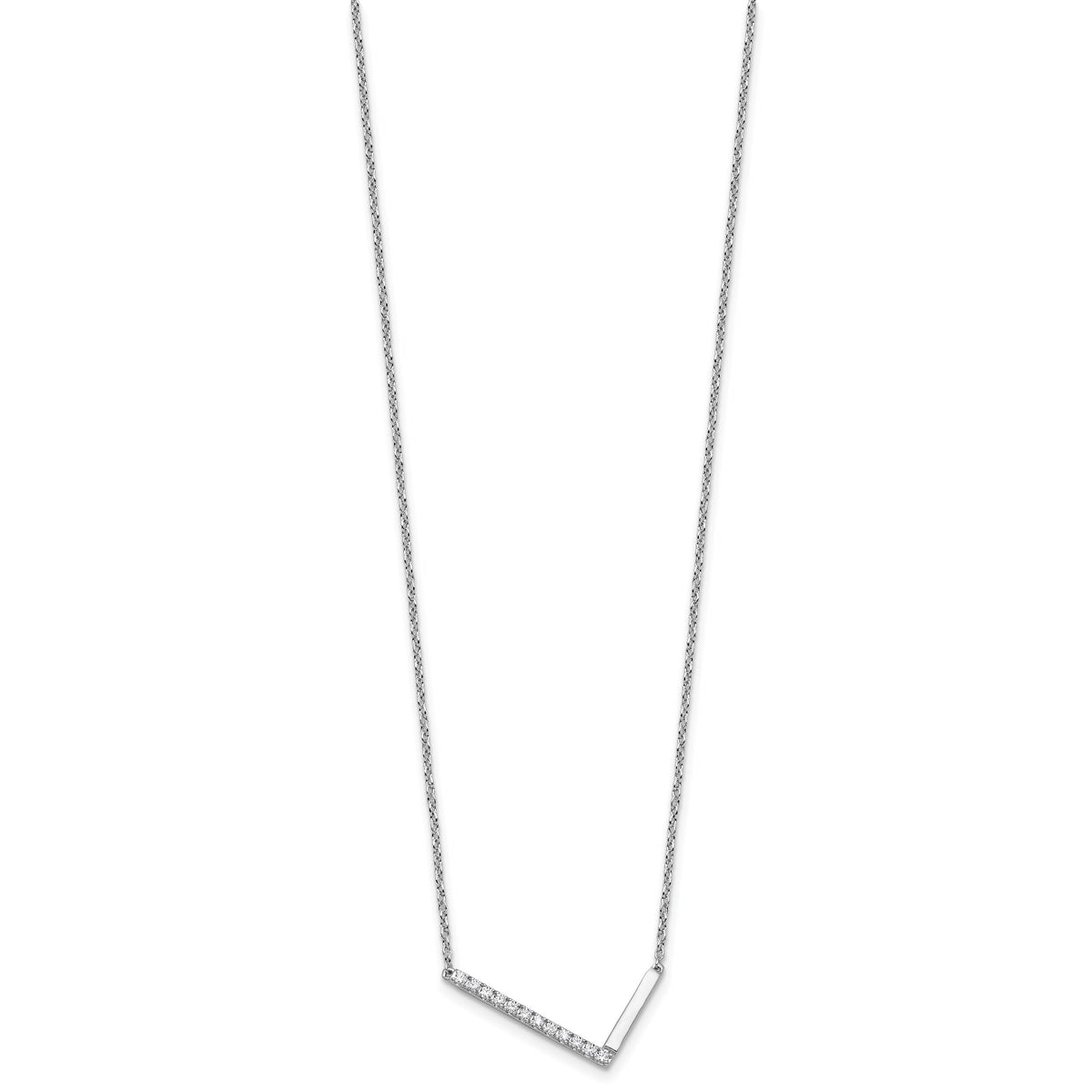 14K White Gold Sideways Diamond Initial L Necklace-PM9844L-014-WA