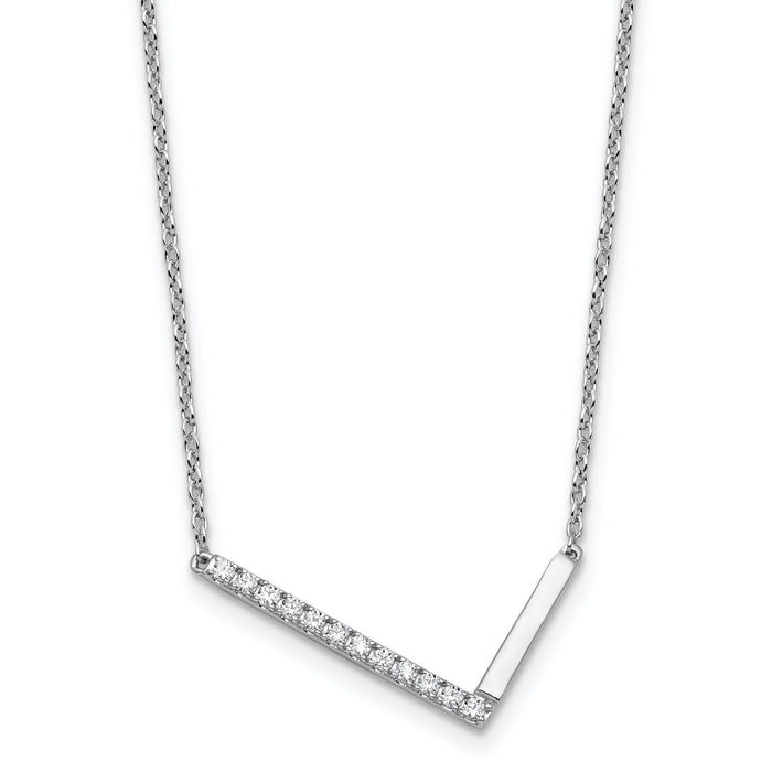 14K White Gold Sideways Diamond Initial L Necklace-PM9844L-014-WA