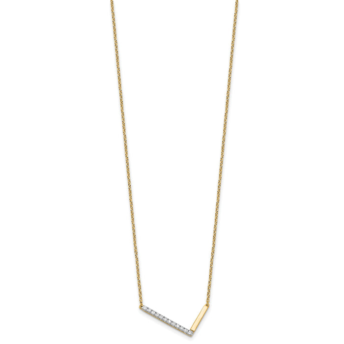 14K Sideways Diamond Initial L Necklace-PM9844L-014-YA