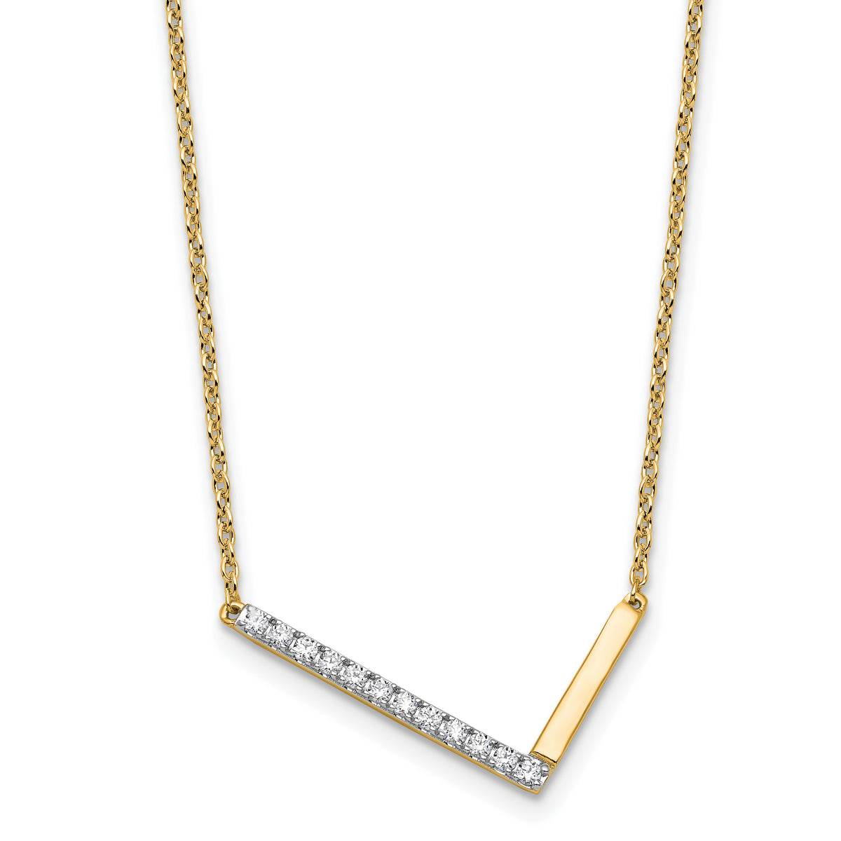 14K Sideways Diamond Initial L Necklace-PM9844L-014-YA
