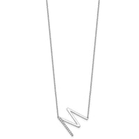 14K White Gold Sideways Diamond Initial M Necklace-PM9844M-014-WA