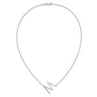 14K White Gold Sideways Diamond Initial M Necklace-PM9844M-014-WA