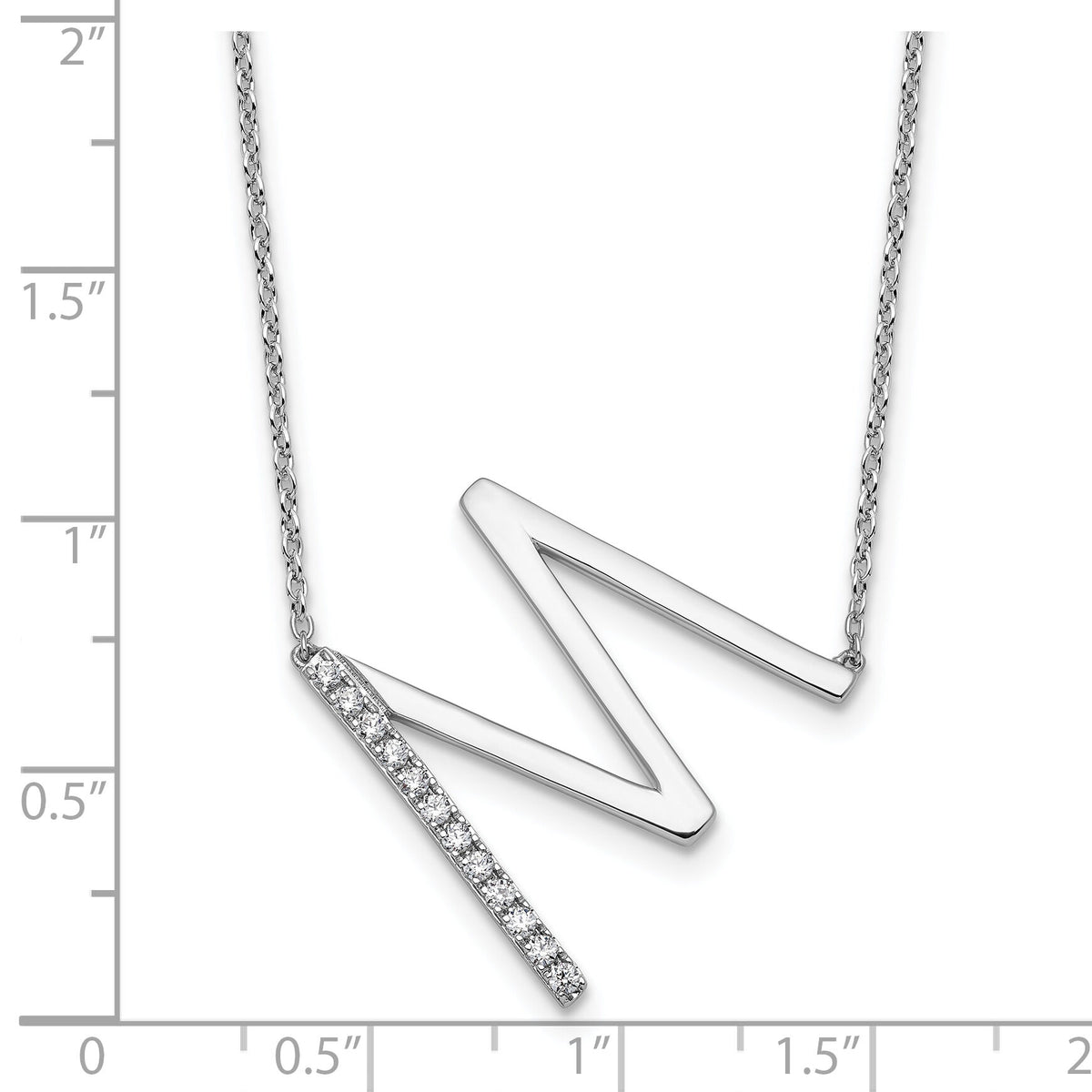 14K White Gold Sideways Diamond Initial M Necklace-PM9844M-014-WA
