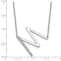 14K White Gold Sideways Diamond Initial M Necklace-PM9844M-014-WA