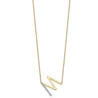 14K Sideways Diamond Initial M Necklace-PM9844M-014-YA