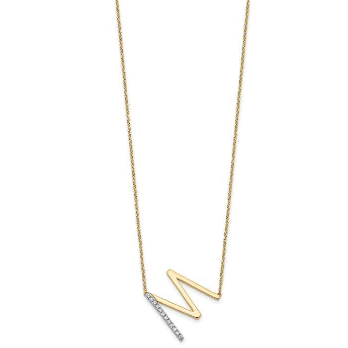14K Sideways Diamond Initial M Necklace-PM9844M-014-YA