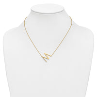 14K Sideways Diamond Initial M Necklace-PM9844M-014-YA