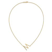 14K Sideways Diamond Initial M Necklace-PM9844M-014-YA