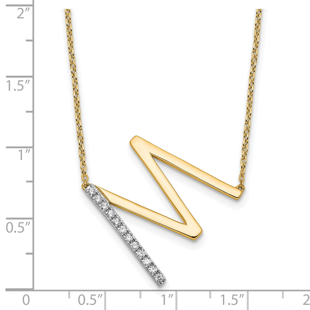 14K Sideways Diamond Initial M Necklace-PM9844M-014-YA