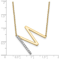 14K Sideways Diamond Initial M Necklace-PM9844M-014-YA
