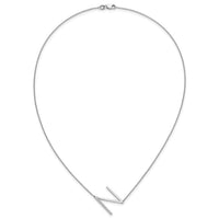 14K White Gold Sideways Diamond Initial N Necklace-PM9844N-014-WA