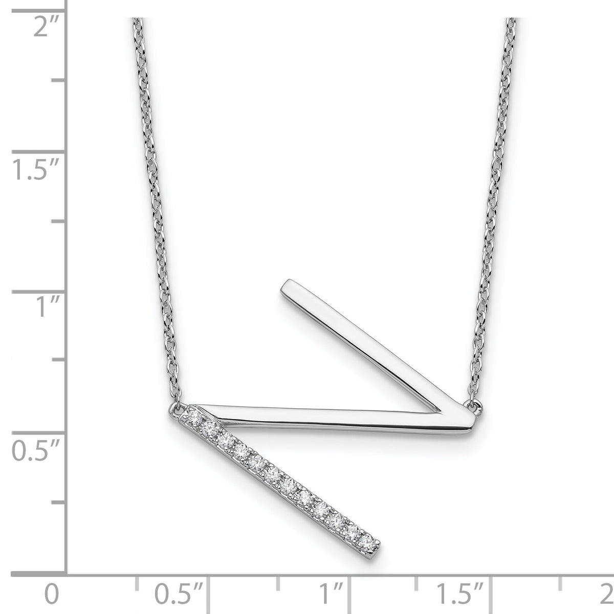 14K White Gold Sideways Diamond Initial N Necklace-PM9844N-014-WA