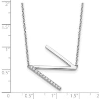 14K White Gold Sideways Diamond Initial N Necklace-PM9844N-014-WA