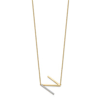 14K Sideways Diamond Initial N Necklace-PM9844N-014-YA