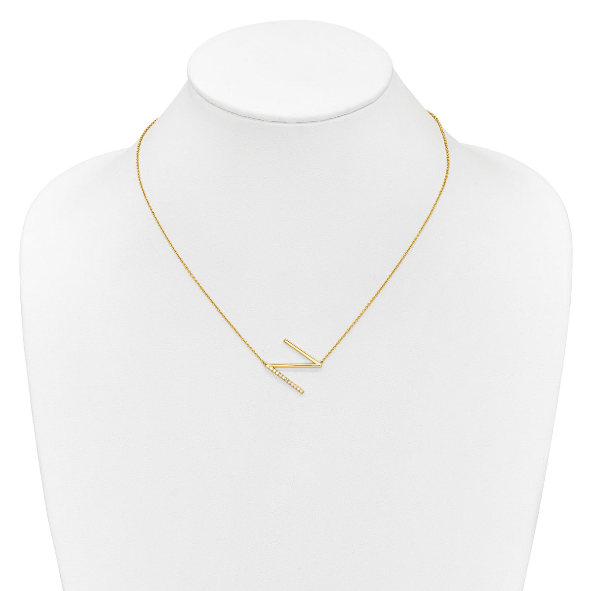 14K Sideways Diamond Initial N Necklace-PM9844N-014-YA