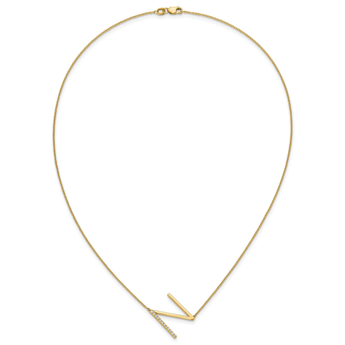 14K Sideways Diamond Initial N Necklace-PM9844N-014-YA