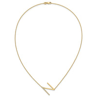 14K Sideways Diamond Initial N Necklace-PM9844N-014-YA