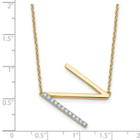 14K Sideways Diamond Initial N Necklace-PM9844N-014-YA