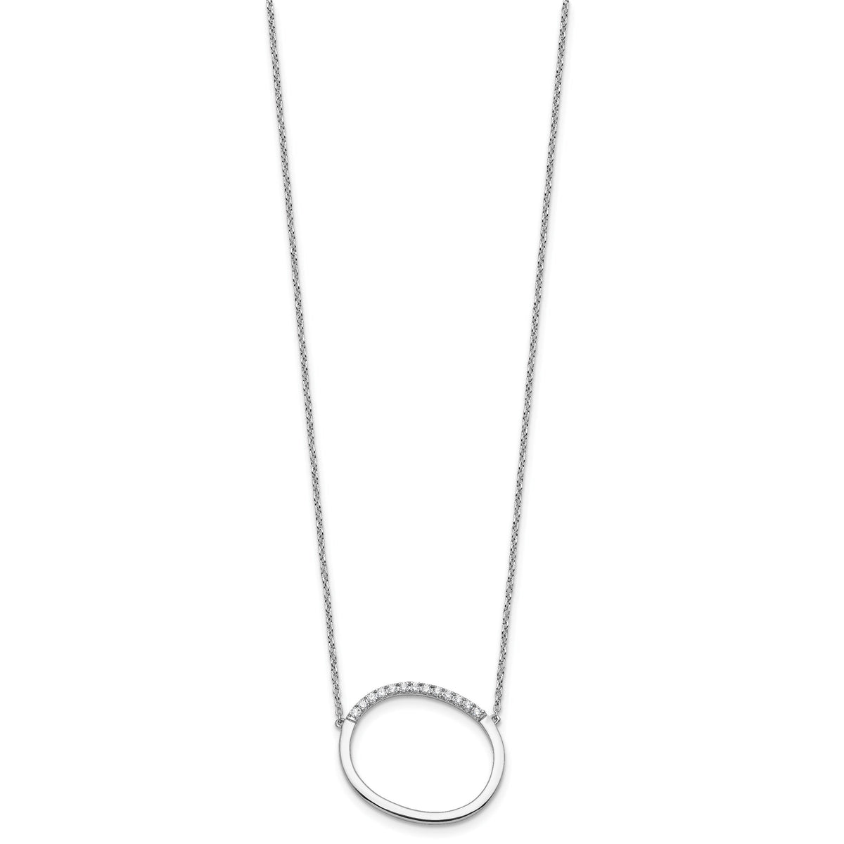 14K White Gold Sideways Diamond Initial O Necklace-PM9844O-016-WA