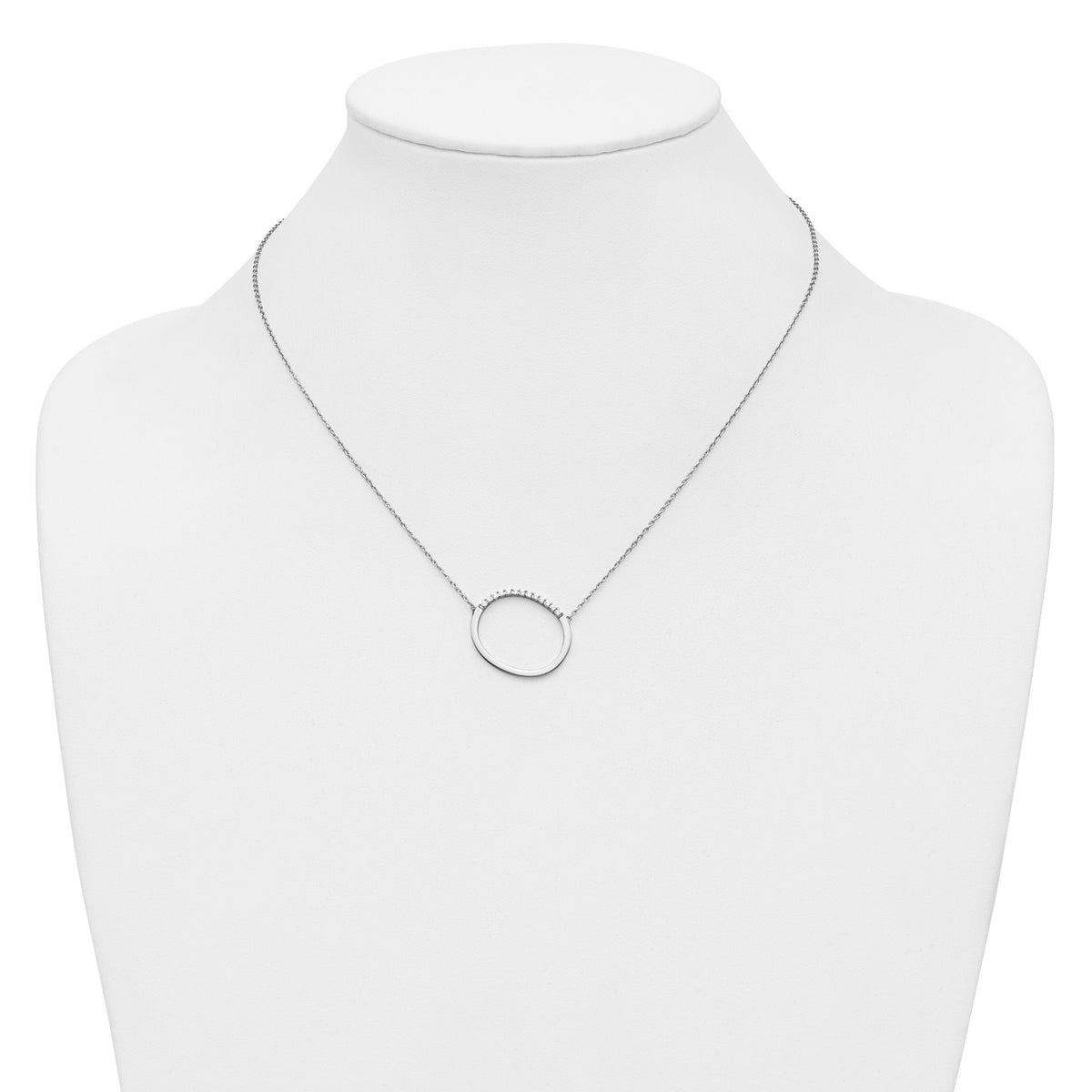 14K White Gold Sideways Diamond Initial O Necklace-PM9844O-016-WA