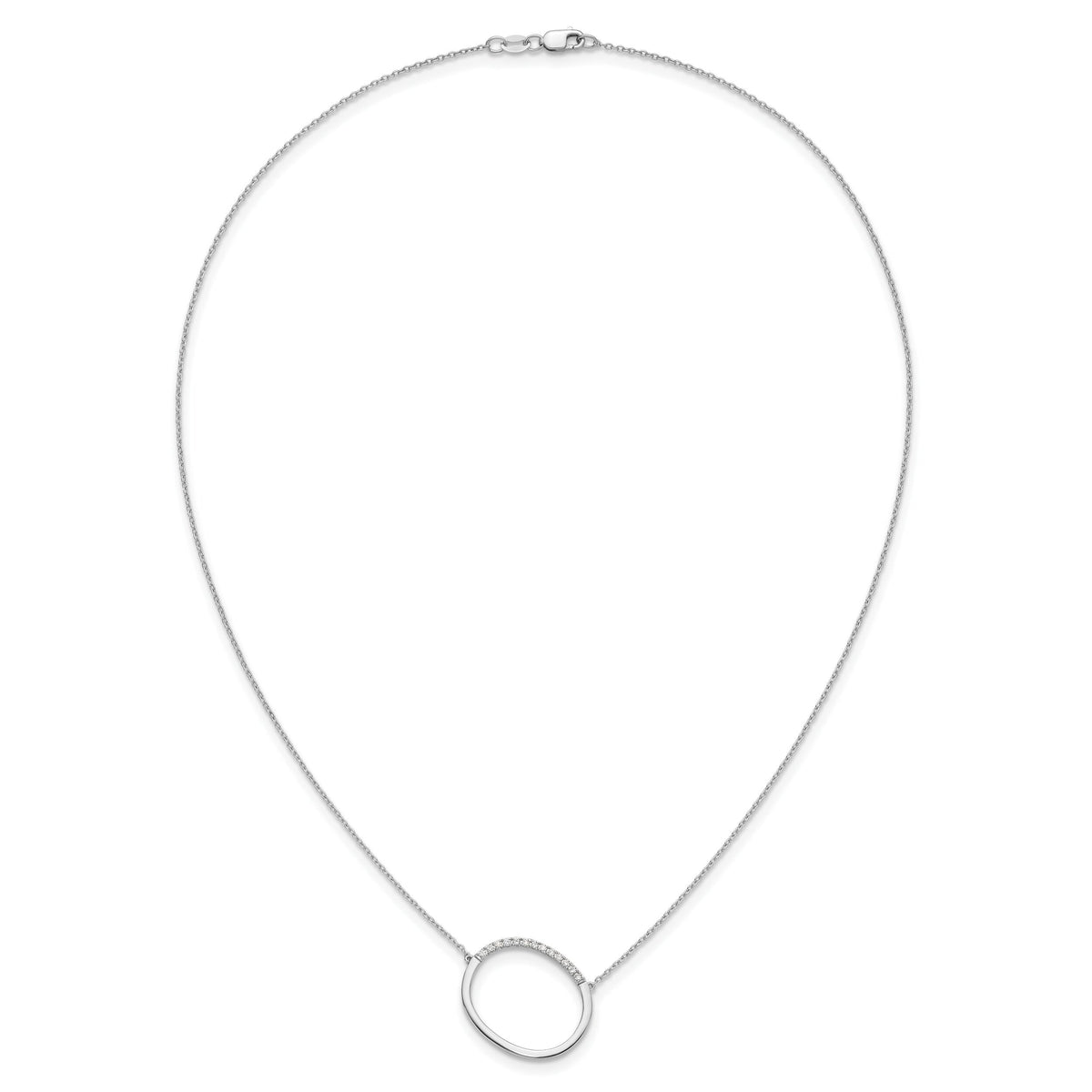 14K White Gold Sideways Diamond Initial O Necklace-PM9844O-016-WA