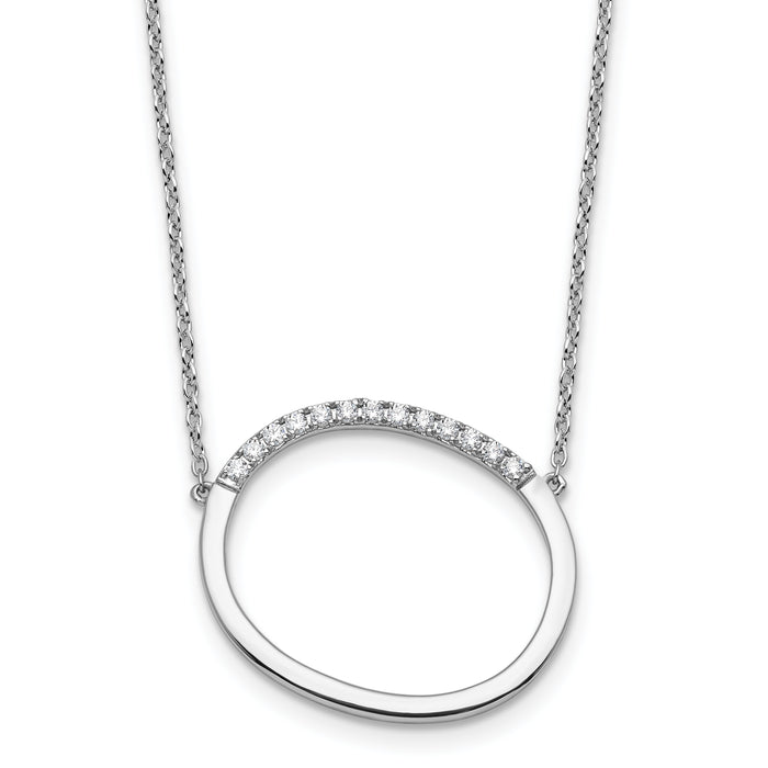 14K White Gold Sideways Diamond Initial O Necklace-PM9844O-016-WA