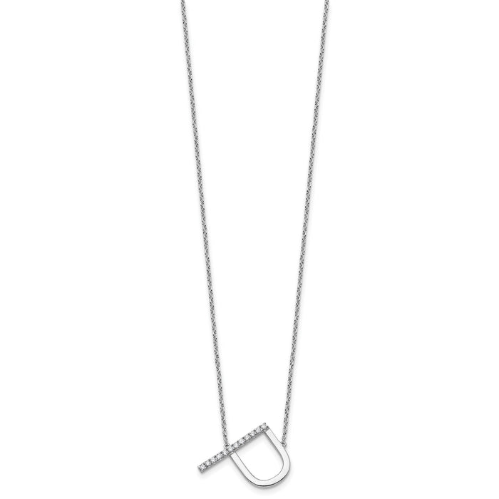 14K White Gold Sideways Diamond Initial P Necklace-PM9844P-014-WA