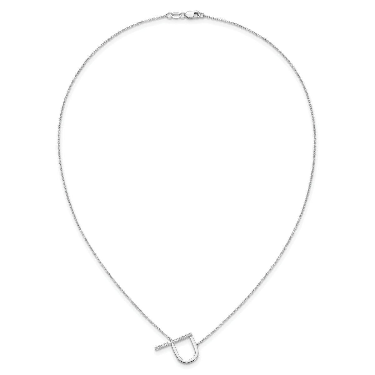 14K White Gold Sideways Diamond Initial P Necklace-PM9844P-014-WA