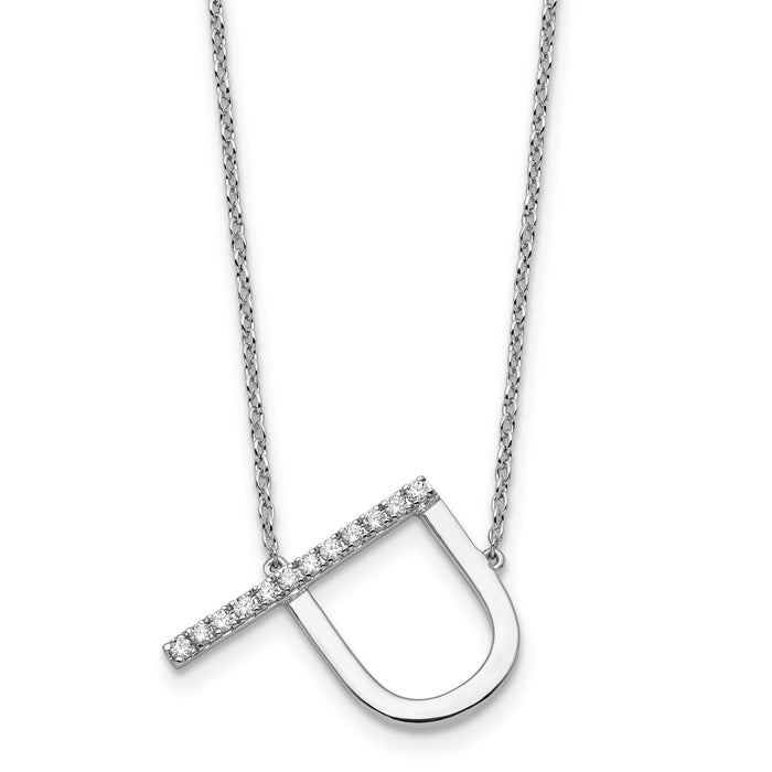 14K White Gold Sideways Diamond Initial P Necklace-PM9844P-014-WA