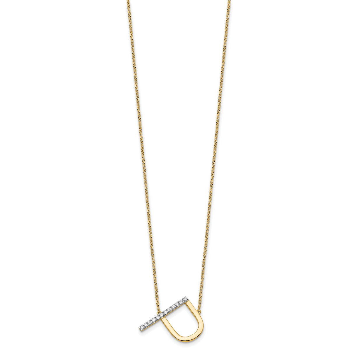 14K Sideways Diamond Initial P Necklace-PM9844P-014-YA