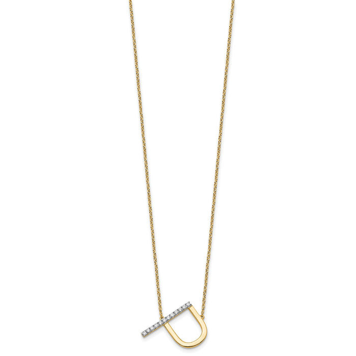 14K Sideways Diamond Initial P Necklace-PM9844P-014-YA