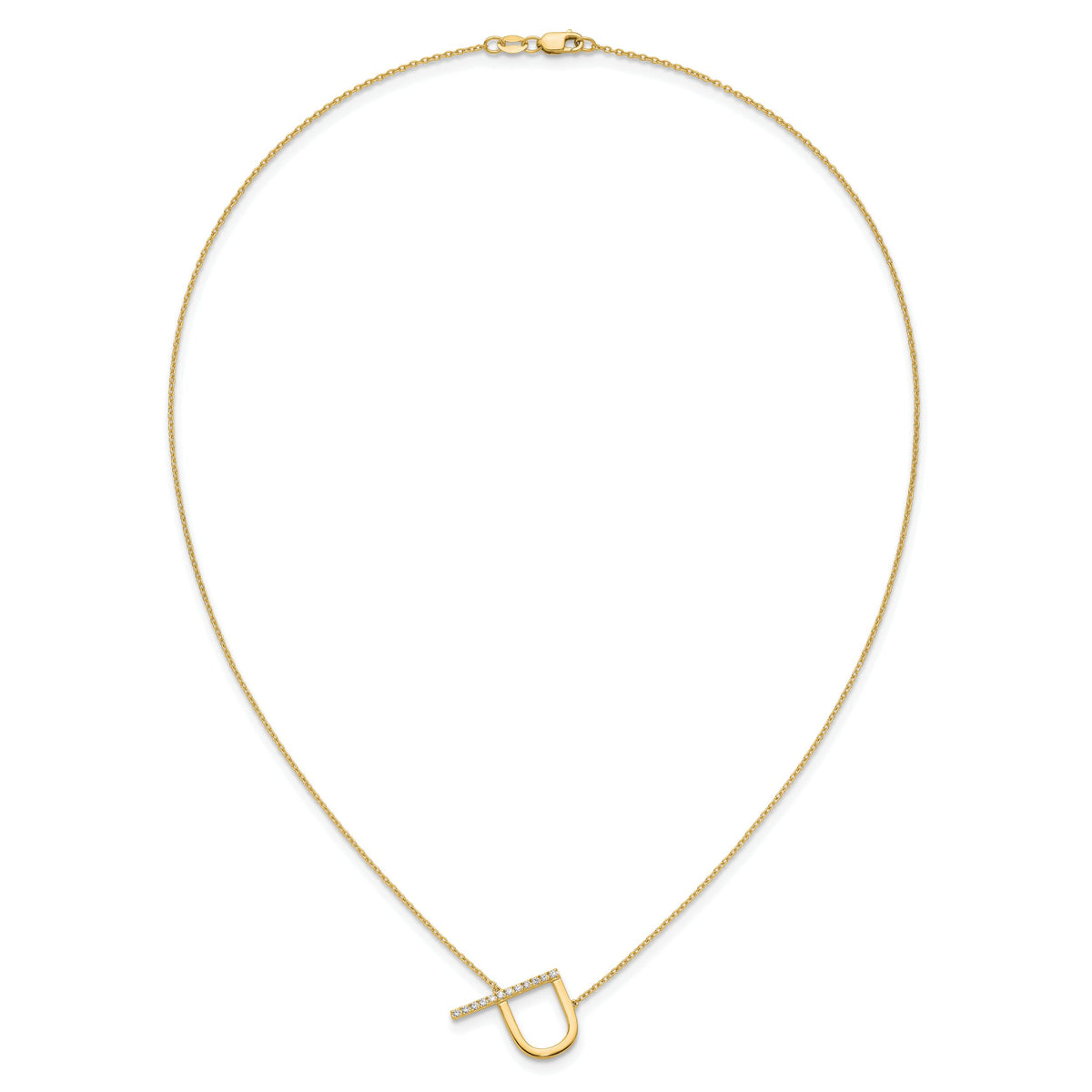 14K Sideways Diamond Initial P Necklace-PM9844P-014-YA