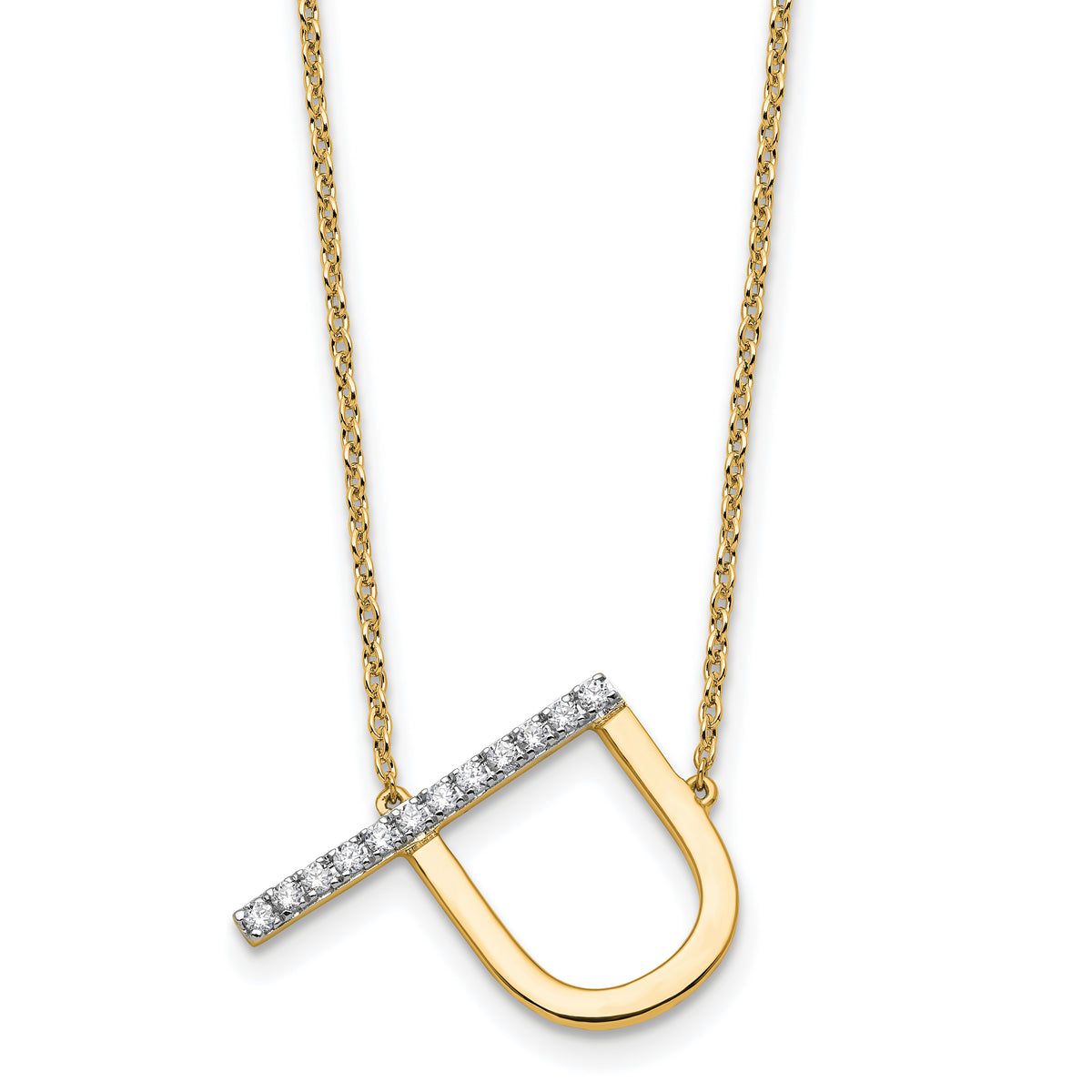 14K Sideways Diamond Initial P Necklace-PM9844P-014-YA