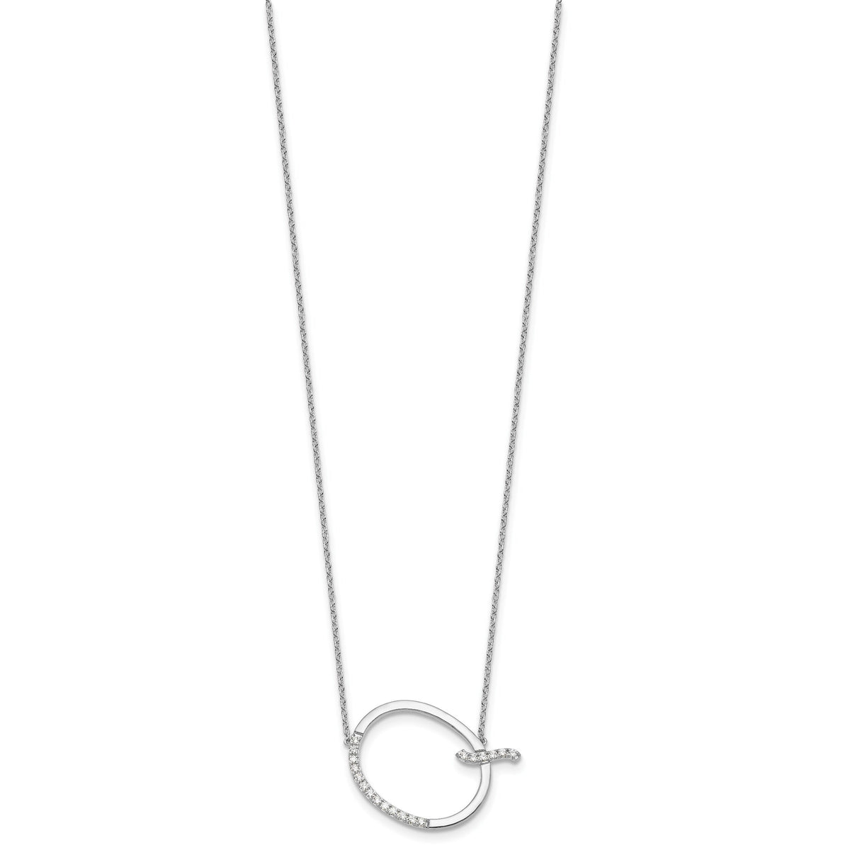 14K White Gold Sideways Diamond Initial Q Necklace-PM9844Q-023-WA