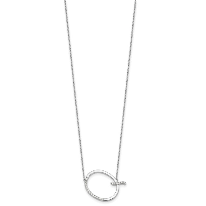 14K White Gold Sideways Diamond Initial Q Necklace-PM9844Q-023-WA
