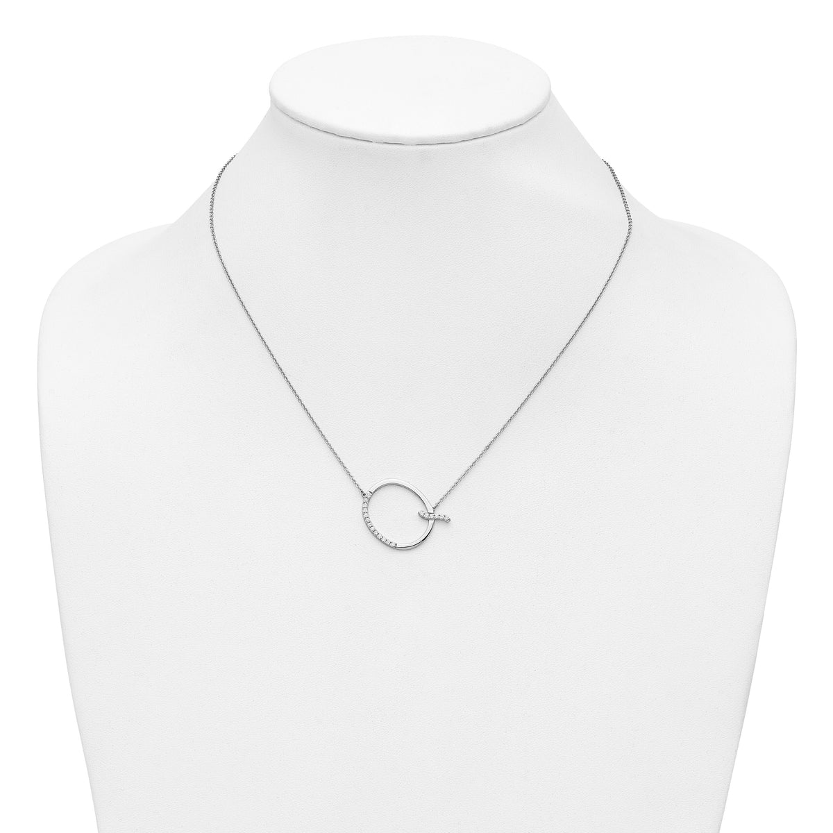 14K White Gold Sideways Diamond Initial Q Necklace-PM9844Q-023-WA