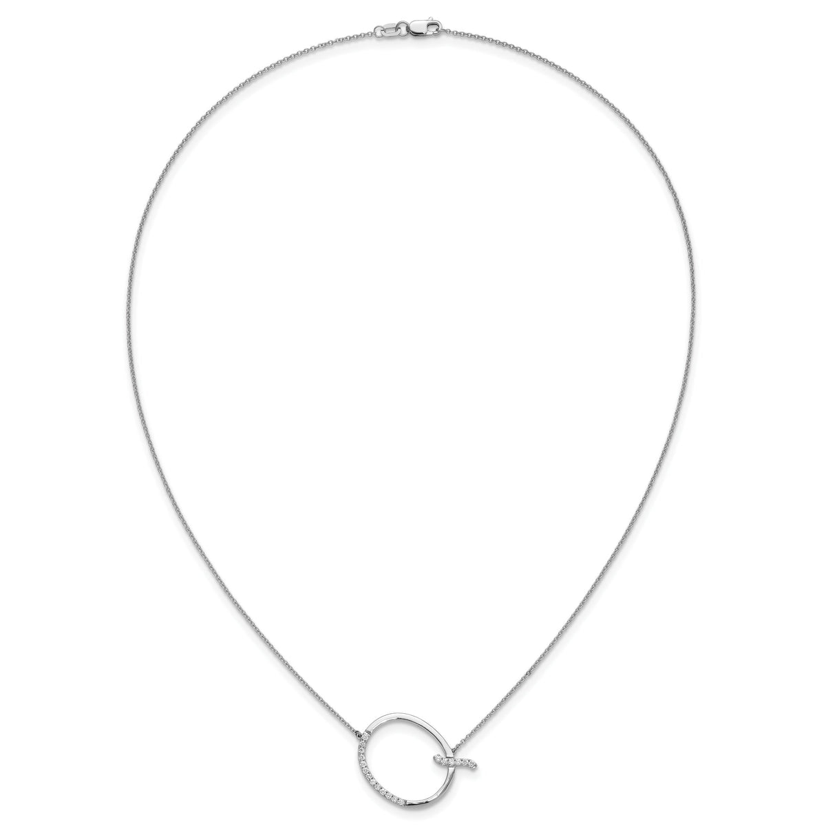 14K White Gold Sideways Diamond Initial Q Necklace-PM9844Q-023-WA