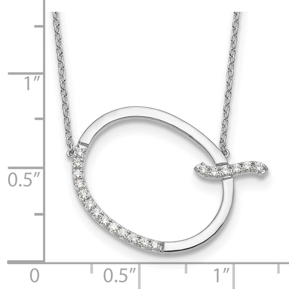 14K White Gold Sideways Diamond Initial Q Necklace-PM9844Q-023-WA