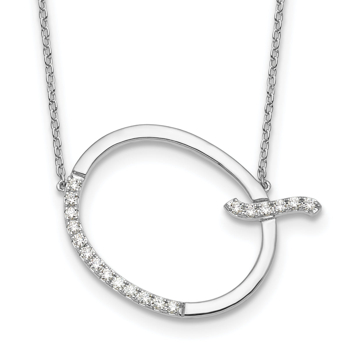 14K White Gold Sideways Diamond Initial Q Necklace-PM9844Q-023-WA